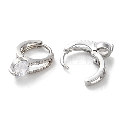 真鍮製フープピアス  ガラスと  ラウンド  プラチナメッキ  14.5x5x11mm&nbsp;EJEW-C121-08P