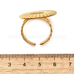 女性用304ステンレススチールオープンカフリング  18KGP本金メッキ  フラットラウンド  25mm  内径: 調節可能&nbsp;RJEW-A053-06G-02