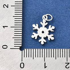 925スターリングシルバーペンダント  リングとスタンプ925個付き  シルバーカラー  スノーフレーク  16.5x10.5x1.5mm  穴：2.5mm&nbsp;STER-Q003-01F-S