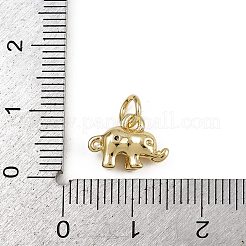 Brass Micro Pave Cubic Zirconia Elephant Charms&nbsp;KK-D409-41G-C