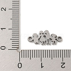201ステンレススチールコネクタチャーム  家族のつながり  ステンレス鋼色  7x16x1mm  穴：1.4mm&nbsp;STAS-S146-03P