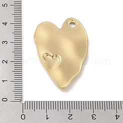 イオンプレーティング（IP）304ステンレスペンダント  ハートチャーム  18KGP本金メッキ  37x24x2.5mm  穴：2.5mm&nbsp;STAS-G336-01G