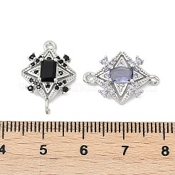 真鍮製ガラスチャーム  菱形チャーム  プラチナトーンのパーツ  ミックスカラー  20x14x5mm  穴：1.5mm&nbsp;KK-D291-08P