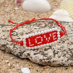 Word LOVE Loom Pattern Seed Beads Bracelets for Women&nbsp;BJEW-Z013-35