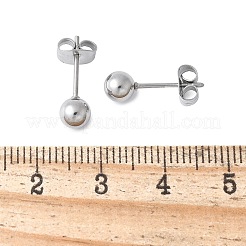 女性用304ステンレススチールスタッドピアス  ラウンド  ステンレス鋼色  5mm&nbsp;EJEW-E603-06A-P