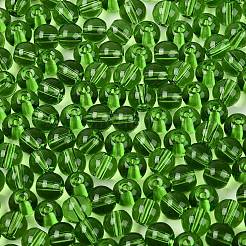 FGB透明ガラスシードビーズ  ラウンド  丸い穴  グリーン  6~6.5mm  穴：1.2~1.5mm  約1600個/ポンド&nbsp;SEED-N013-01B-10