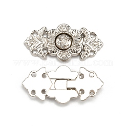 合金のスナップの留め金  衣料品アクセサリー用クロージャーソーイングファスナー  花  プラチナ  17x25x2.5mm&nbsp;FIND-WH0108-17P