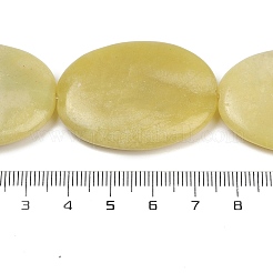 天然石レモンジェイド翡翠ビーズ連売り  フラットオーバル  38~39x28.5~29x6~8mm  穴：1.2mm  約10個/連  15.24''（38.7センチメートル）&nbsp;G-U018-E03-01