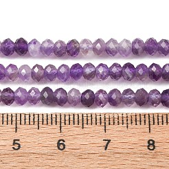 天然石アメジストビーズ連売り  多面カット  ロンデル  4x3mm  穴：0.7mm  約131個/連  15.35インチ（39cm）&nbsp;G-RM2025-D07-E