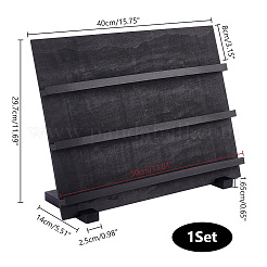 3-Tier Wooden Slant Back Jewelry Display Card Stands&nbsp;ODIS-WH0038-79A-02