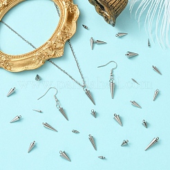 80pcs8スタイルのステンレス鋼のペンダント  スパイク/コーン  ステンレス鋼色  7.5~18x2~7mm  穴：1.2~2mm  10個/スタイル&nbsp;STAS-CJ0002-85