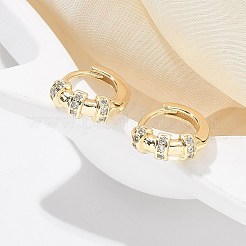 真鍮クリアキュービックジルコニアフープピアス  リング  18KGP本金メッキ  12.5x4.5mm&nbsp;EJEW-Q014-25G