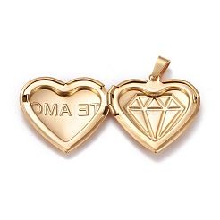 Ion Plating(IP) 304 Stainless Steel Locket Pendants&nbsp;STAS-K197-05G