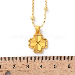 Brass Clover Pendant Box Chain Necklaces&nbsp;NJEW-P324-02G