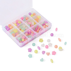 200Pcs 4 Style Luminous Acrylic Beads&nbsp;TACR-FS0001-02