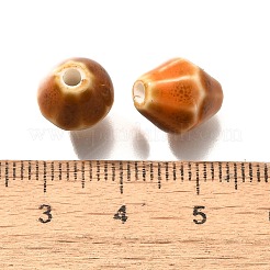 ヴィンテージスタイルの釉薬をかけた陶磁器ビーズ  多面カット双円錐形  ダークオレンジ  11.5x10mm  穴：2mm&nbsp;PORC-H013-01-03