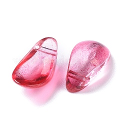 透明ガラスビーズ  グリッター金粉付き  花弁  レッド  12.5x6x5.5mm  穴：0.8mm&nbsp;GGLA-M004-04B-03