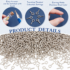 1000Pcs Iron Screw Eye Pin Peg Bails&nbsp;IFIN-ME0001-08
