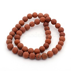 Frosted Grade A Natural Red Jasper Round Bead Strands&nbsp;X-G-M272-17-10mm
