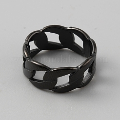 201 Stainless Steel Chains Hollow Finger Ring for Men&nbsp;RJEW-WH0011-15B