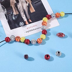 クラフトアクリルビーズ  スポーツビーズ  ラグビー、テニス、フットボール、バスケットボール、バレーボール  ミックスカラー  320個/セット&nbsp;MACR-PH0001-12