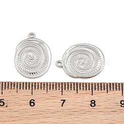 304ステンレスペンダント  螺旋状の貝殻チャーム  ステンレス鋼色  16.5x12.5x1.5mm  穴：1mm&nbsp;SA-CBA3ECF-18P