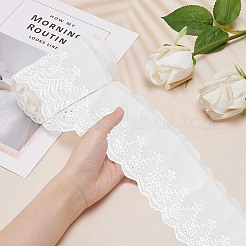 コットンレーストリム  DIYスクラップブッキングギフトパッケージリボン用  服飾材料  花柄  ホワイト  3-1/2インチ（90mm）&nbsp;OCOR-GF0001-46