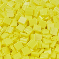 MIYUKIティラビーズ  日本製シードビーズ  2穴  （tl404)不透明な黄色  5x5x1.9mm  穴：0.8mm  約118PCS /ボトル  10 G /ボトル&nbsp;SEED-JP0008-TL0404