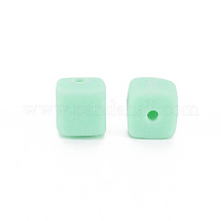 手作り樹脂粘土ビーズ連売り  キューブ  アクアマリン  6x6x6mm  穴：1.2mm  約62個/連  14.84インチ〜15.75インチ（37.7cm〜40cm）&nbsp;CLAY-T020-09B