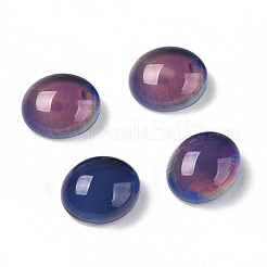 ガラスカボション  変化する色の雰囲気のカボション  オーバル  ブルー  12x10x6.5mm&nbsp;X-GLAA-R218-02