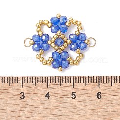 Electroplate Glass Beaded Flower Connector Charms&nbsp;PALLOY-MZ01297-02