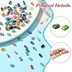 100色の合成瑪瑙ビーズ20個  2穴  長方形  ミックスカラー  2x5x2mm  穴：0.9mm  5個/カラー&nbsp;G-CJ0001-77