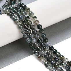 天然石モスアゲートビーズ連売り  ラウンド  グレードA  6mm  穴：1mm  約60個/連  14.76''（37.5センチメートル）&nbsp;G-J358-01-6mm