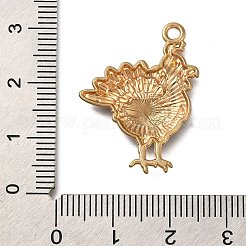 感謝祭テーマラックメッキ合金エナメルペンダント  ゴールドカラー  おんどり  28x21.5x2.5mm  穴：2mm&nbsp;LS-ENAM-S021-05G-A