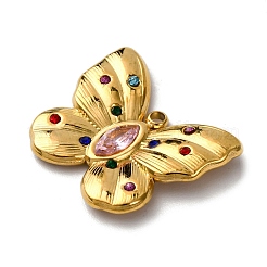 304 Stainless Steel Rhinestone Pendants&nbsp;STAS-L299-14G-05