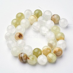 Natural Green Banded Calcite(Afghan Jade) Round Beads Strands&nbsp;GSR12mmC008