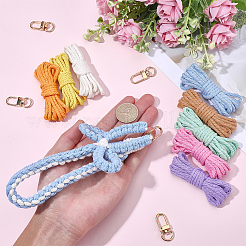 DIYジュエリー作成キット  50m 8色の綿糸、工芸品、編み物、製作用  合金製回転留め具6個付き  ミックスカラー  3mm&nbsp;KNIT-SC0001-08