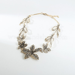 Alloy Crystal Rhinestone Flower Bib Necklaces for Women&nbsp;WGBAD31-01