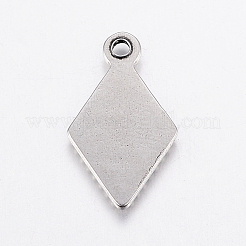 変色しにくい304ステンレススチールペンダント  菱形  ステンレス鋼色  16x9x1.5mm  穴：1.2mm&nbsp;STAS-G172-40P