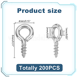200Pcs 304 Stainless Steel Screw Eye Pin Peg Bails&nbsp;STAS-LP0001-19