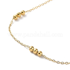 304ステンレススチールラウンドビーズリンクチェーンブレスレット女性用  ゴールドカラー  8インチ（20.3cm）&nbsp;LS-BJEW-D033-01G