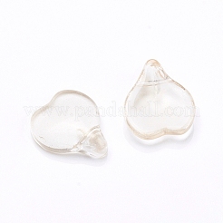クリアガラスチャーム  花弁の形  桃パフ  15x12x4.5mm  穴：1mm&nbsp;GLAA-H016-02B-22