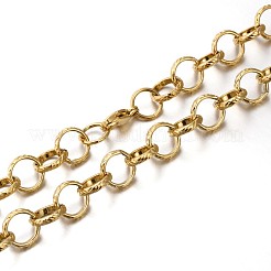 304ステンレススチールローロチェーンネックレス  カニカン付き  溶接されていない  ゴールドカラー  23.6インチ（59.9cm）&nbsp;X-NJEW-O051-02G