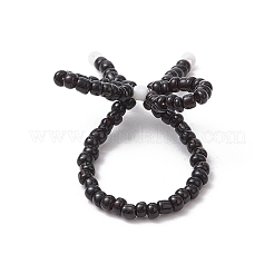 ガラスビーズの指輪2個  蝶結び  ミックスカラー  内径：17mm&nbsp;RJEW-TA00207