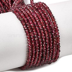 天然石ガーネットビーズ連売り  ロンデル  多面カット  2x1mm  穴：0.5mm  約380個/連  14.96''（38センチメートル）&nbsp;G-RM241221-T1