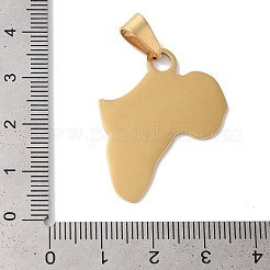 イオンプレーティング（IP）304ステンレスペンダント  アフリカ地図チャーム  ゴールドカラー  31.5x25.5x1mm  穴：8x5mm&nbsp;STAS-Z075-26G