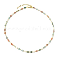 Natural Alashan Agate Teardrop and Round White Shell Pearl Beaded Necklaces&nbsp;NJEW-JN06246-02