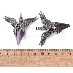 天然石アメジストペンダント  合金のパーツと  鳥  47x53x19mm  穴：6x4mm&nbsp;GG-C001-02L