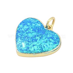Brass Pave Synthetic Opal Heart Pendants&nbsp;KK-I723-20G