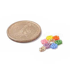 手作り織機模様ミユキシードビーズ  花のペンダント  カラフル  20x14x1.8mm  穴：0.7mm&nbsp;PALLOY-MZ00065-01
